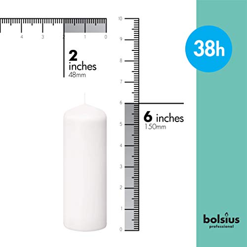 Bolsius White Pillar Candles Set of 20 - Unscented Dripless 2x6 Inches