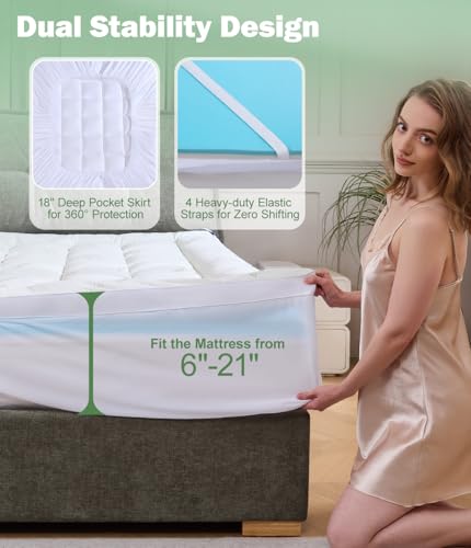 Fracho 4 Inch Full Memory Foam Mattress Topper, Dual Layer Design