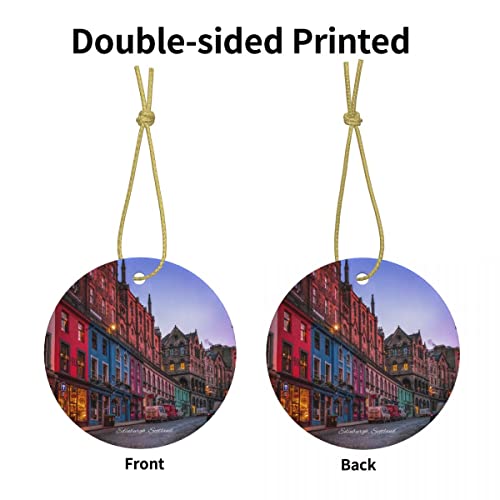Devonart Edinburgh Scotland Ceramic Ornament - 3" Round Travel Souvenir, Christmas Gift