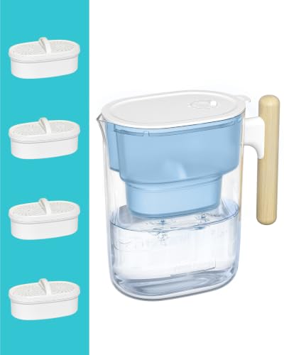 Waterdrop Classic Pitcher with 4 Filters - 10-Cup Water Filter Pitcher Blue, NSF Certified