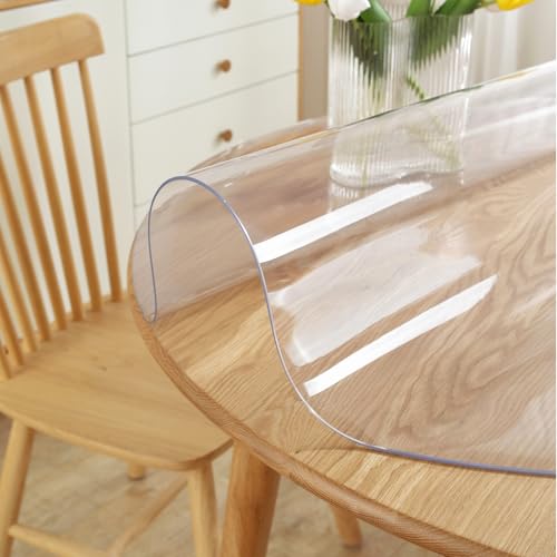 LovePads 48-Inch Round Clear Waterproof Plastic Table Cover Protector 2mm