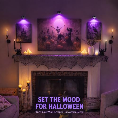 Black 6 Pack Rechargeable Picture Lights for Wall Art with Remote & Timer