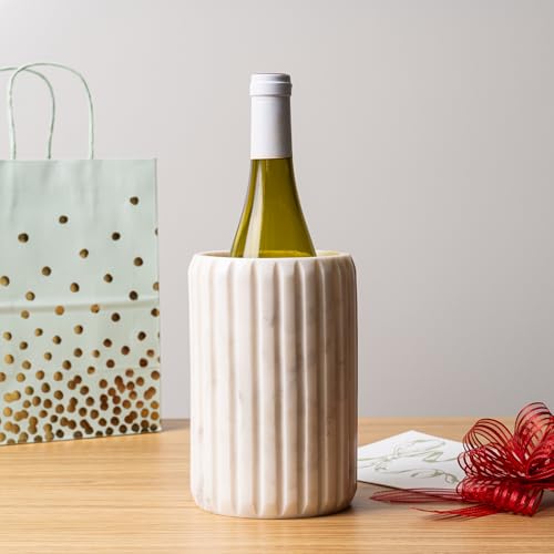Marble Wine & Champagne Cooler Bucket - Elegant Chiller & Bottle Holder