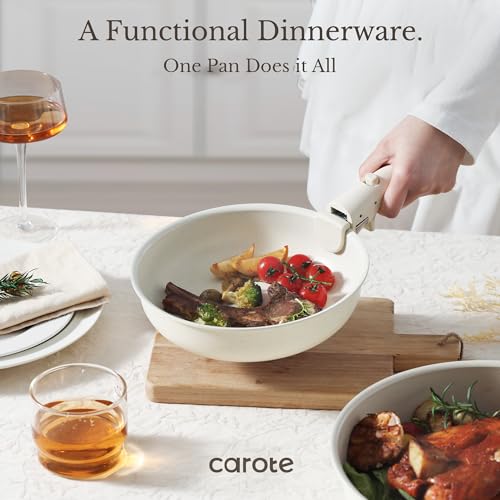 CAROTE 19pcs Pots and Pans Set Non Stick, Detachable Handle Cookware