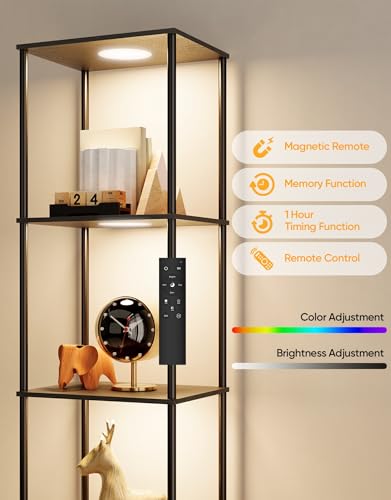 PARTPHONER Black Display Shelf Floor Lamp with RGBW Color Changing Lights