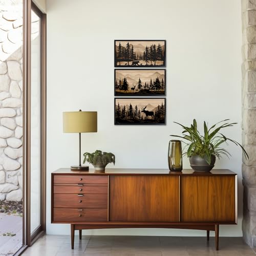 Rustic Cabin Wall Art Set - Woodland Animal Decor for Bathroom & Bedroom