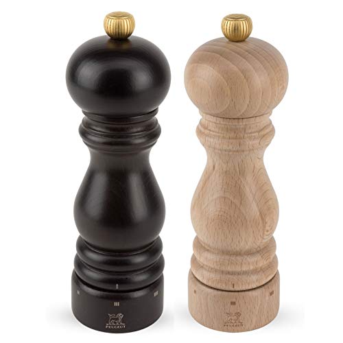 Pepper & Salt Mill Set 7-Inch Beechwood with Adjustable Coarseness, Peugeot Paris U-Select