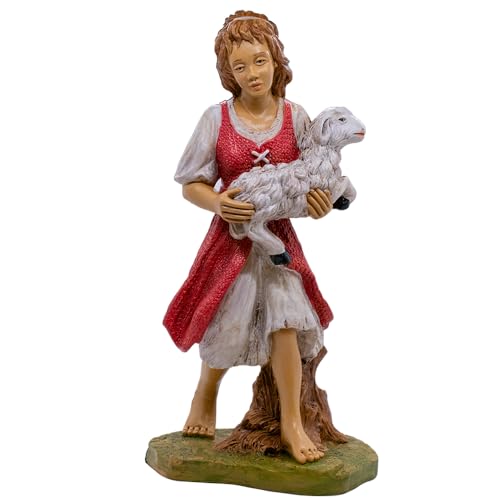 12-Inch Shepherd with Lamb Nativity Scene Figurine | Christmas Holiday Decor