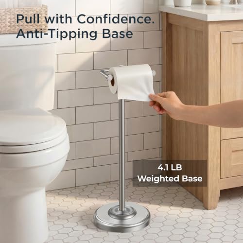 Freestanding Toilet Paper Holder Stand - Vintage Stainless Steel, Modern Finish