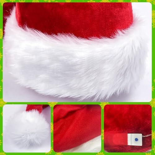 LED Light Up Christmas Santa Hat for Adults & Kids Holiday Party Headwear