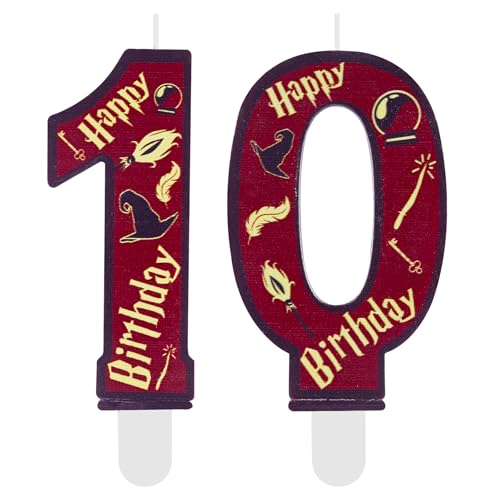 Magic Wizard Theme Birthday Candles Number 10,Cake Topper Decorations Wizard School Party for 10 Years Old Boys Girls Kids Favors Supplies Decorations