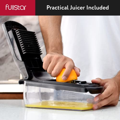 Fullstar Daily Vegetable Chopper and Mandoline Slicer - Kitchen Gadgets - Food Chopper with Container, Veggie Chopper, Fruit Cutter, Onion Dicer, Potato and Tomato Slicer for Salads (2-in-1, Black)