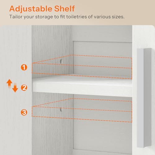 Wall Mounted Bathroom Cabinet with Adjustable Shelf White - Over Toilet Storage