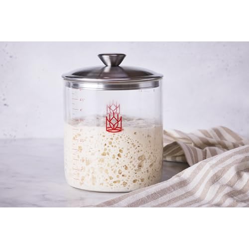 King Arthur Glass Sourdough Crock with Lid - 1.5 Quart Capacity, Clear