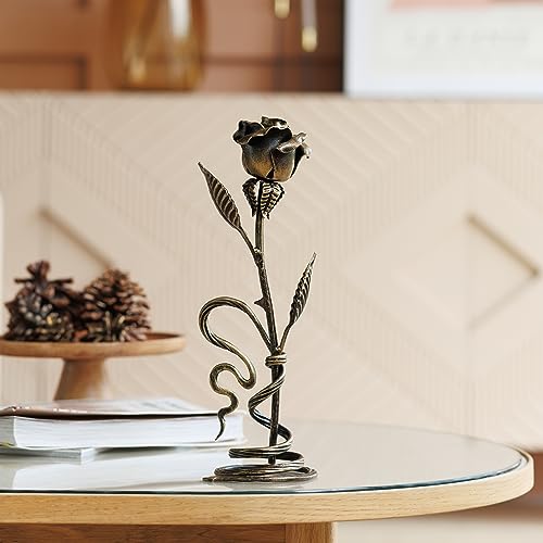 Hand-Forged Bronze Metal Rose Sculpture - Romantic Gift for Anniversaries & Special Occasions