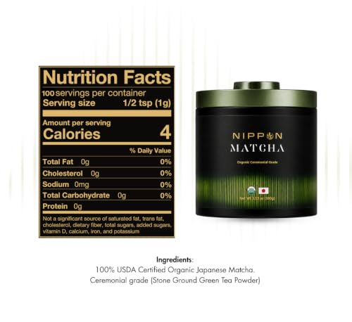 Ceremonial Grade Matcha Powder 3.53oz - Organic Uji Green Tea for Lattes & Recipes