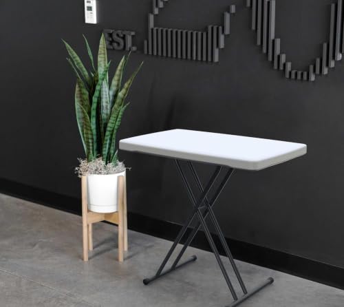 Adjustable Folding Laptop Table TV Tray - 30 Inch White Granite