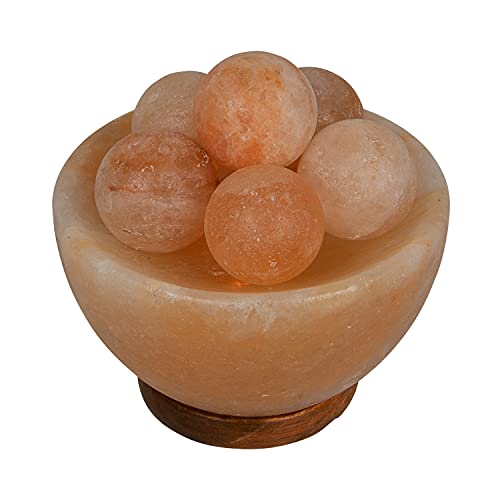 Himalayan Salt Lamp with 6 Massage Balls - Handmade Salt Crystal Decor