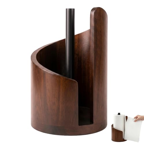 Walnut Wooden Paper Towel Holder for Countertop, Holds Mega Roll, Kitchen Decor