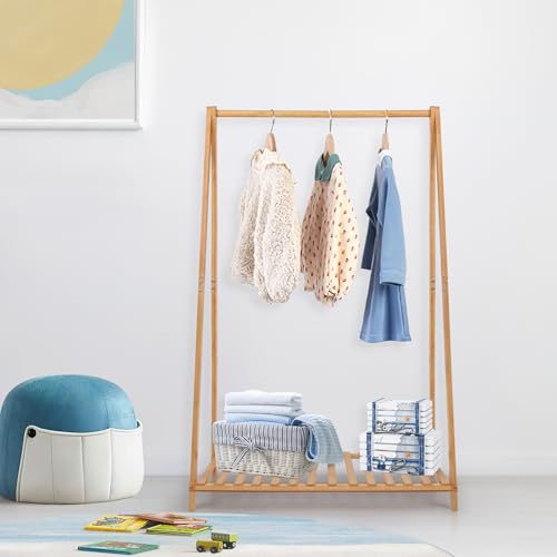 Jotsport 1 Tier Kids Clothing Rack - Foldable Child Garment Organizer for 3-6 Years