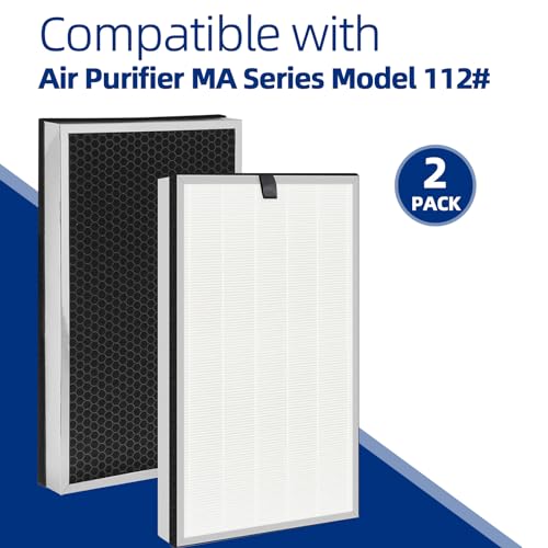 2 Pack Air Purifier Replacement Filters for MA 112 V2.0 - 3-in-1 HEPA & Carbon Filter