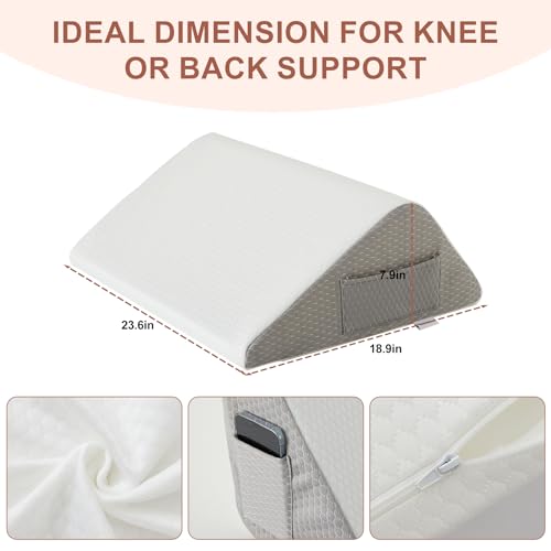 Bedluxe Memory Foam Knee Pillow 23.6x18.9x7.9 Inch White/Grey - Leg Support & Elevation