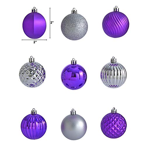 Nearly Natural Silver Holiday Shatterproof Christmas Ornaments Set, 101 Count, 60mm with Reusable Tube