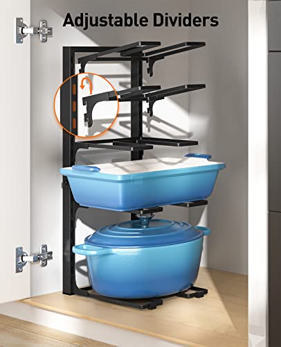 ORDORA 20.8-Inch Black Under Cabinet Pot and Pan Organizer - Adjustable, Heavy-Duty