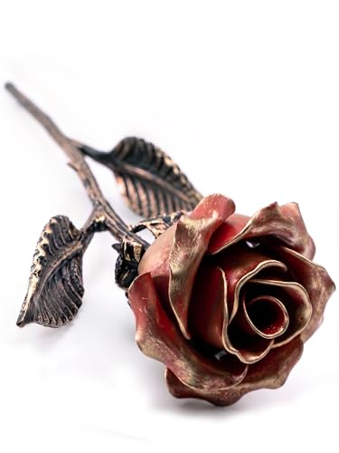 MakuliSmit Hand Forged Red Wrought Iron Rose - Romantic Gift for 6th Anniversary