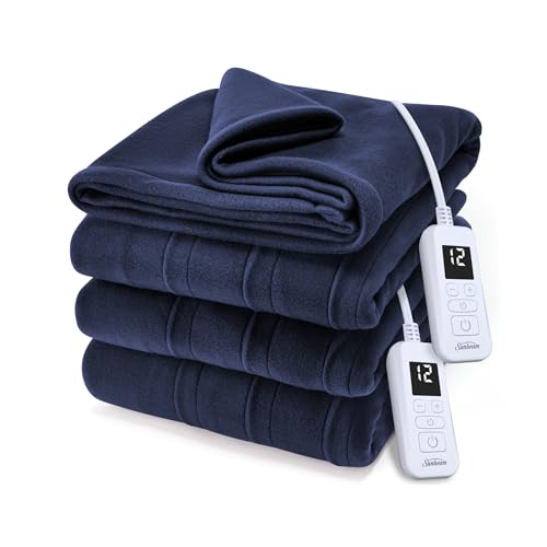 Sunbeam Royal Ultra Fleece Heated Blanket Indigo Blue King 90x100 - Electric Warmth