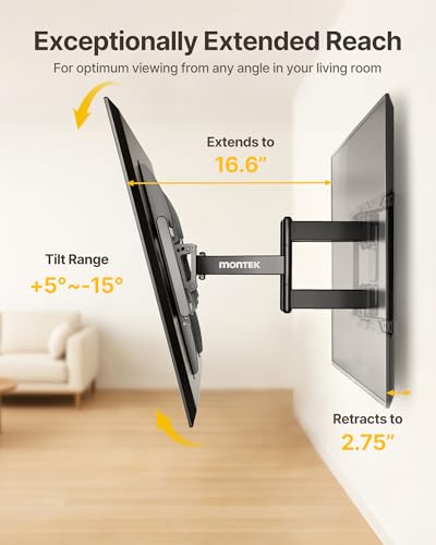 37-90 Inch Heavy Duty Full Motion TV Wall Mount - Up to 165 lb, Adjustable Swivel & Tilt