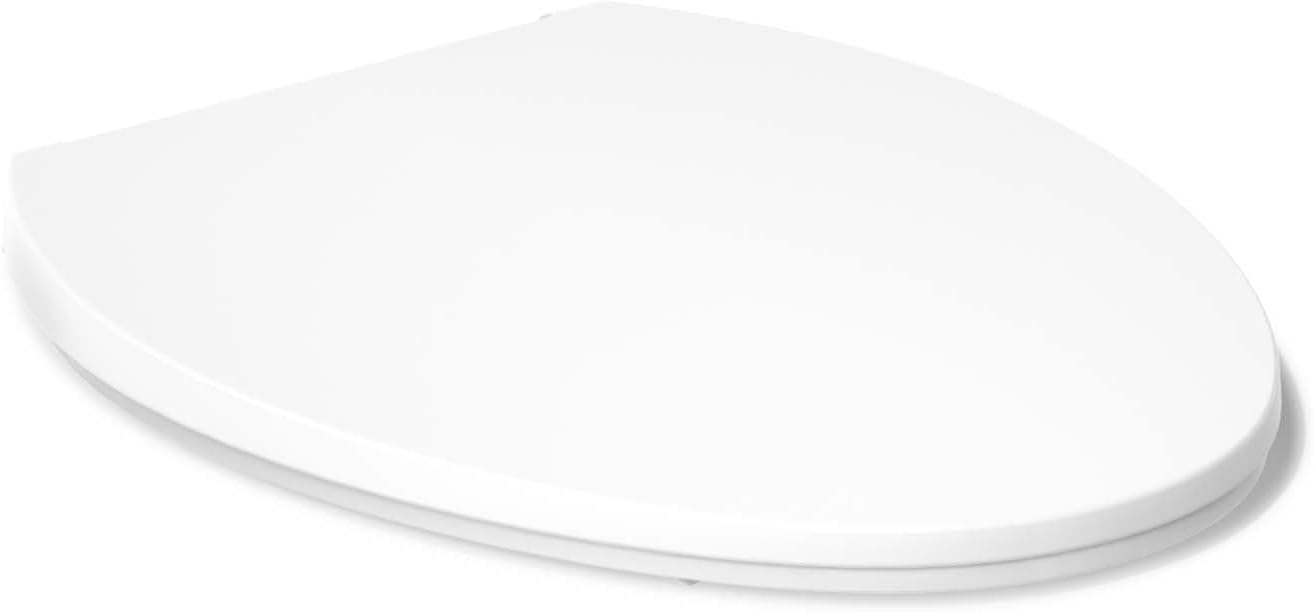 KOHLER K-27332-0 Glissade ReadyLatch Quiet Close Round Toilet Seat, White, Grip-Tight Hardware, Quiet Close Lid Prevents Slamming