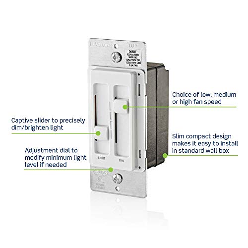 Leviton SureSlide Ceiling Fan Control & Dimmer Switch White 1-Pack