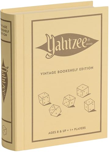 Vintage Bookshelf Yahtzee Dice Game Set - Classic Wooden Design, Portable & Space-Saving