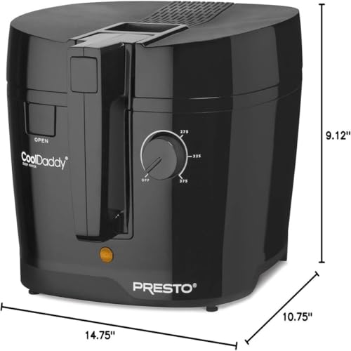 Presto CoolDaddy Deep Fryer - 6-Cup Capacity, Adjustable Thermostat, Cool-Touch
