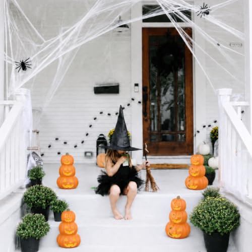 Evelyne 3-Tier Light-Up Jack-O’-Lantern Pumpkin Decoration - Indoor Outdoor Fall Decor