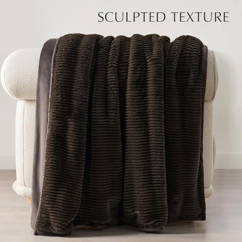 EverGrace Faux Rabbit Fur Throw Blanket 60x80 Dark Brown Cozy Home Decor