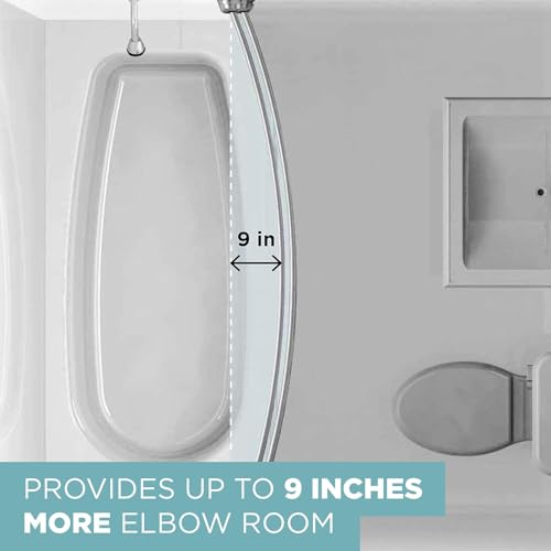 Zenna Home Satin Nickel Double Curved Shower Curtain Rod 50-72 Inch No Drill Tension Mount Bathroom Accessory