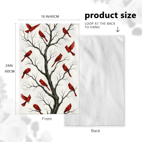 Cardinal Christmas Kitchen Towels, Absorbent 16x24 Dish Hand Towels