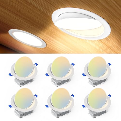 Ensenior 6 Pack 6 Inch Dimmable LED Recessed Gimbal Lights White 5CCT