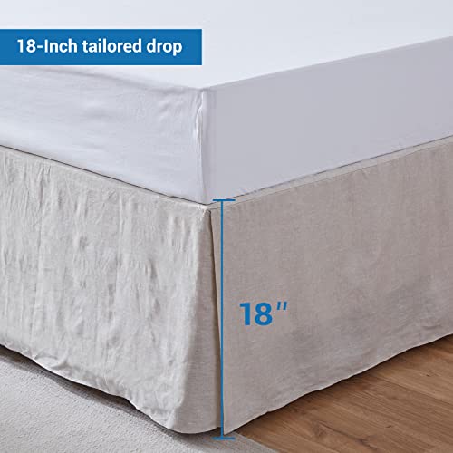 Flax-Basic Linen Bed Skirt 18 Inch King Tailored Dust Proof Fit - Simple&Opulence