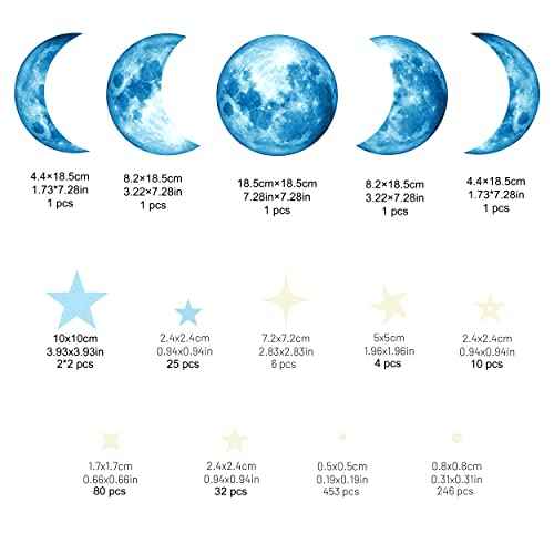Glow in The Dark Stars for Ceiling, Starry Sky Stars and Moon Wall Decals, Space Solar System Galaxy Planets Wall Decors, Perfect Gifts for Kids Nursery Bedroom Living Room, Birthday Party Christmas