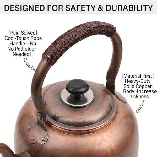 Bronze 3.2 Qt Solid Copper Whistling Kettle with Cool-Touch Handle