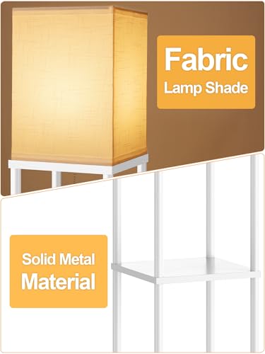 Floor Lamp with Shelves for Living Room White, Shelf 3 CCT LED Bulb,