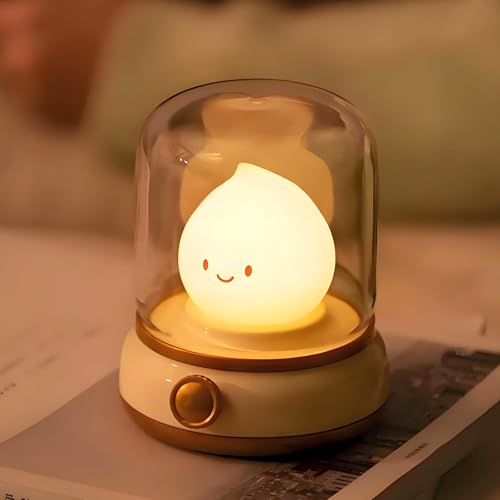 Cute Kids Night Light for Nursery - Retro Rechargeable Light with Timer, Cozy Desk Lamp Gift for Kids, Toddler & Mom | Desk Accessories (Yellow)