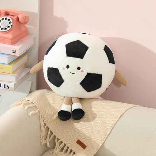 Ryttir 11 Inch Creative 3D Simulation Soccer Pillow,Fluffy Cars Pillow Football Toy Outdoor Cushions for Ball Owners,Clever Boy's and Girl's Room Christmas Decor