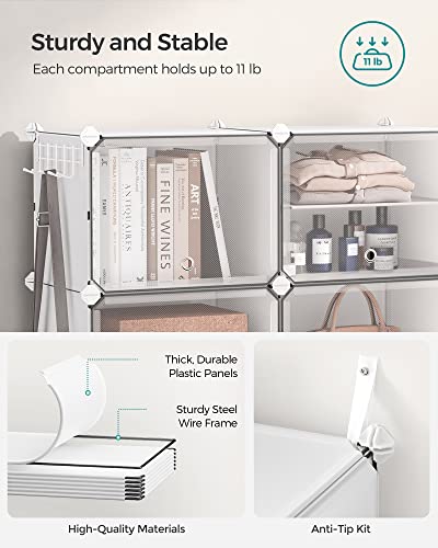 SONGMICS 8-Tier Shoe Rack with Doors - 32-Pair Storage, Cloud White & Transparent Variation