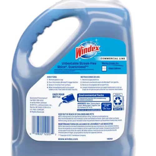 Windex 1 Gallon Glass Cleaner Refill with Dissolve Pod - Streak-Free & Quick-Drying