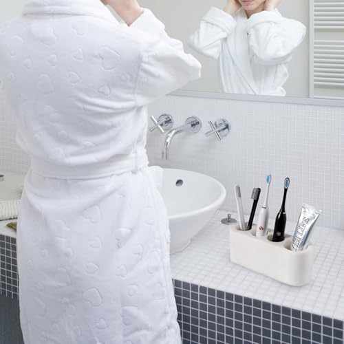 Karibib Ice Marble Toothbrush Holder with 4 Slots - Bathroom Organizer for Electric Toothbrush, Razor, Floss, and Toothpaste