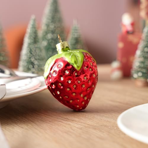 Joiedomi Strawberry Mini Christmas Ornament - Handblown Glass Fruit Decor
